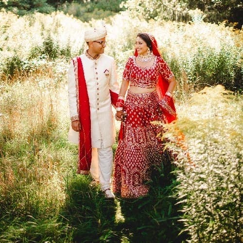 Juhi and Prateek on their wedding day